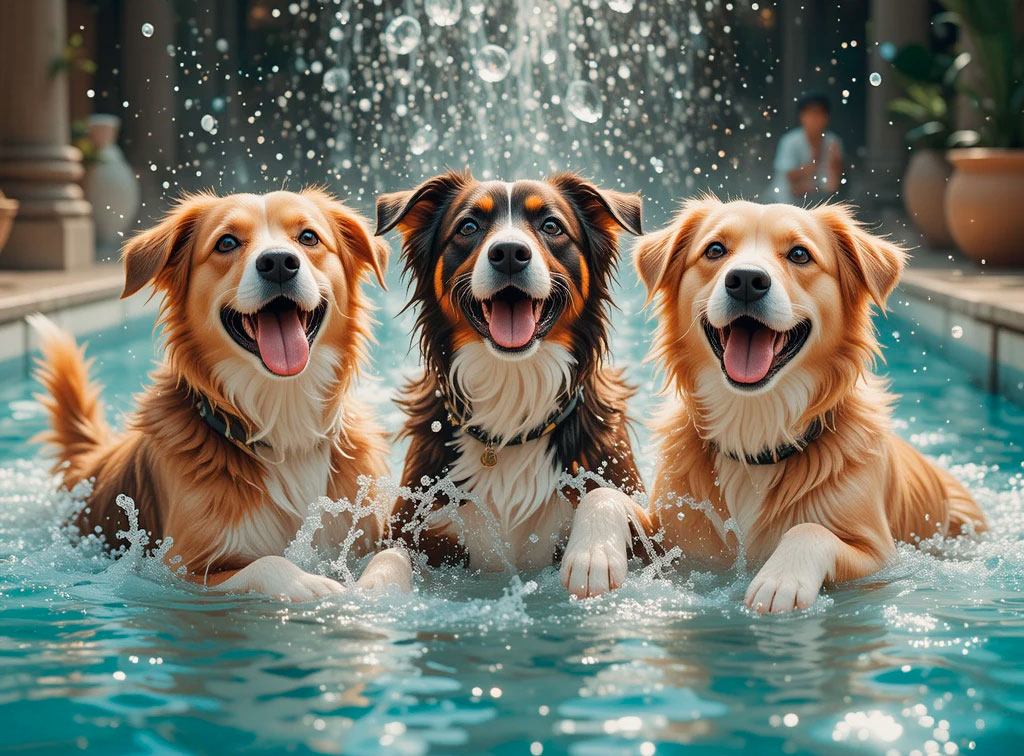 tres-perros-disfrutando-baño